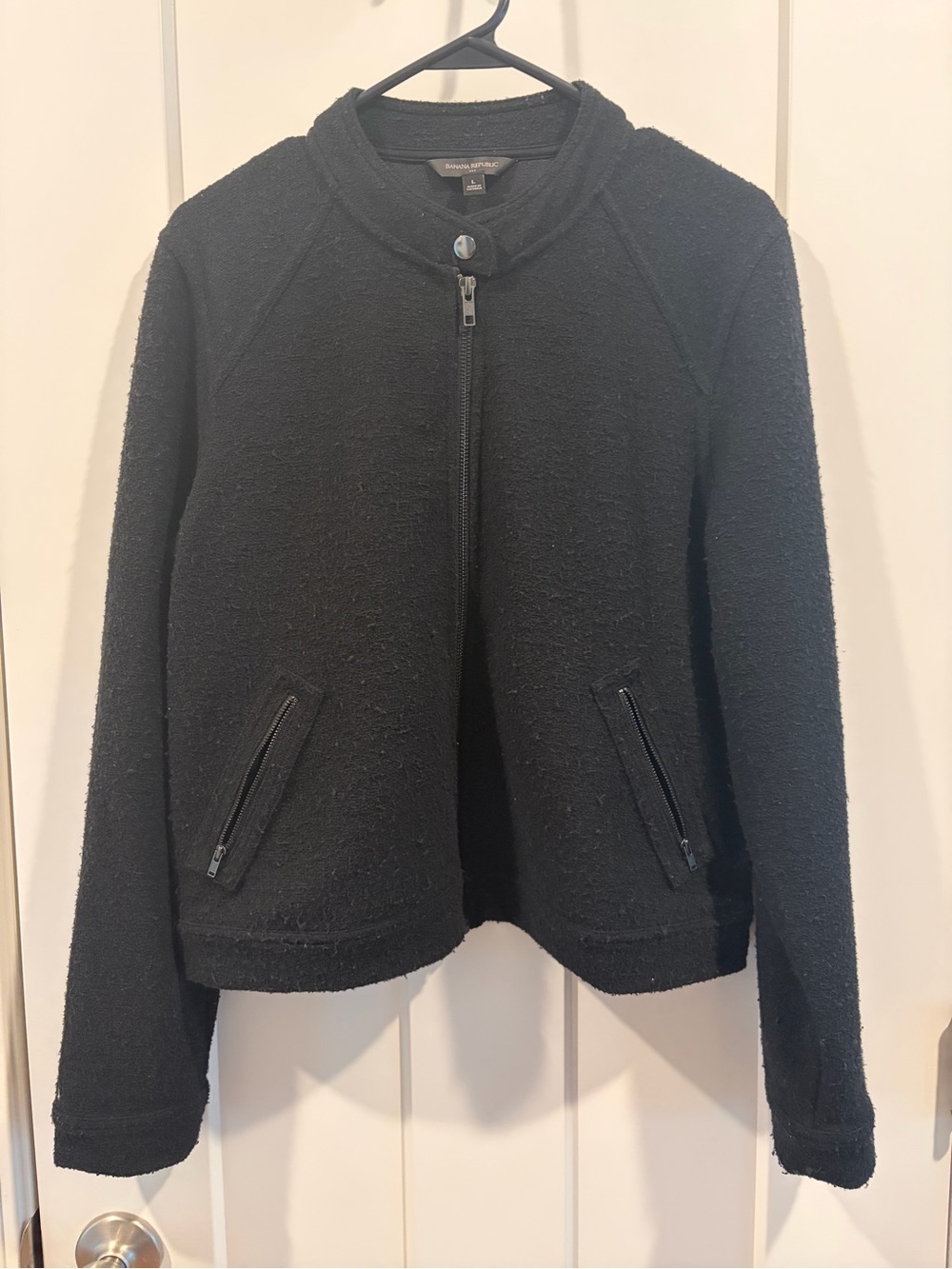 Banana Republic Black Textured Zip Jacket